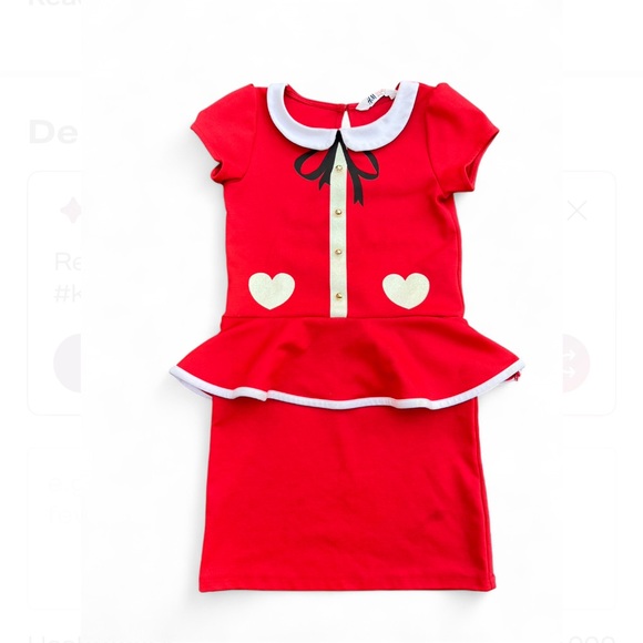 H&M Other - H&M Red Valentine’s Day Kids Peplum Pencil Dress Size 6-8yo
